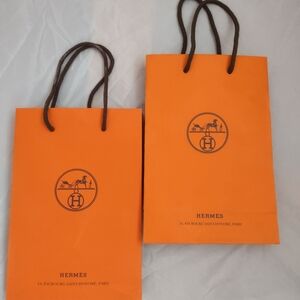 Hermès Vibrant Orange Small Shopping Bags